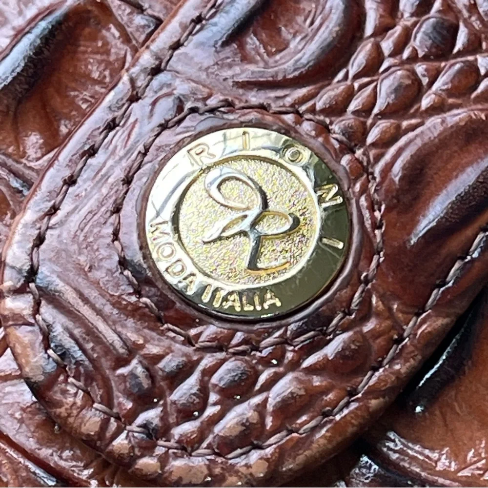 Rioni Isla Button Zip Croc Embossed Leather Wallet